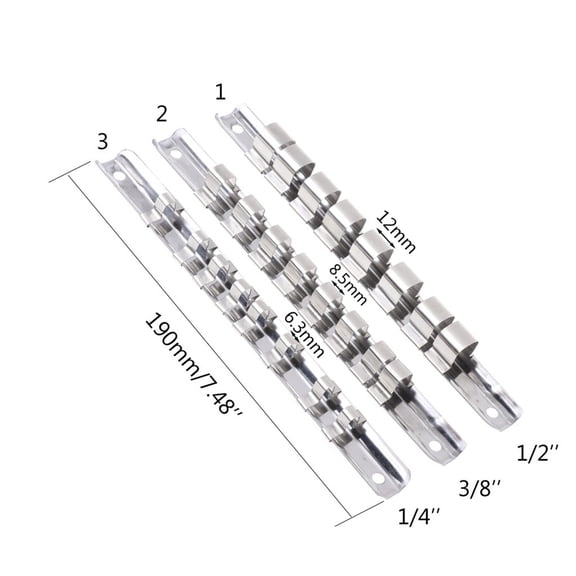 Socket Rack Holder 1/4" 3/8" " with 8 Clips On Tool