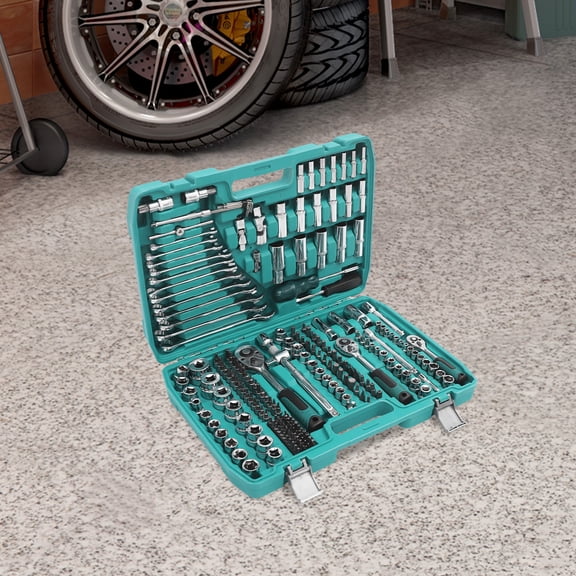 Socket Ratchet Wrench 216-Piece Manual Socket Ratchet Wrench Kits with Tool Box for Woodworking Tools, Construction, Automotive Repair