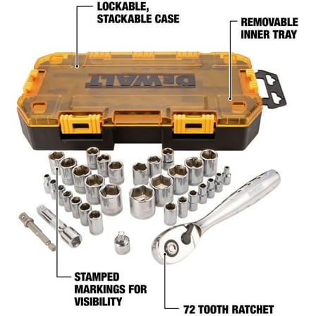 Socket Set, 1/4-Inch & 3/8-Inch Drive, SAE/Metric, 34-Piece