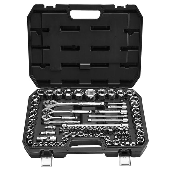 Socket Set 86 Piece 1/4 3/8 1/2 Inch Drive SAE Metric Ratchet Wrench CR-V Steel technician Tool Kit Auto Repair Storage