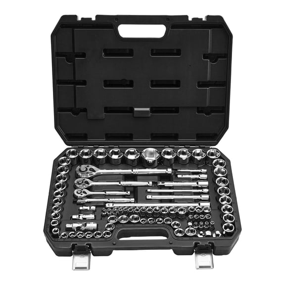 Socket Set 86 Pieces - 1/4" 3/8" 1/2" Drive Mechanic Tool Set - SAE & Metric - Ratchet Wrench Kit with Storage Case - CR-V Alloy Steel Auto Repair