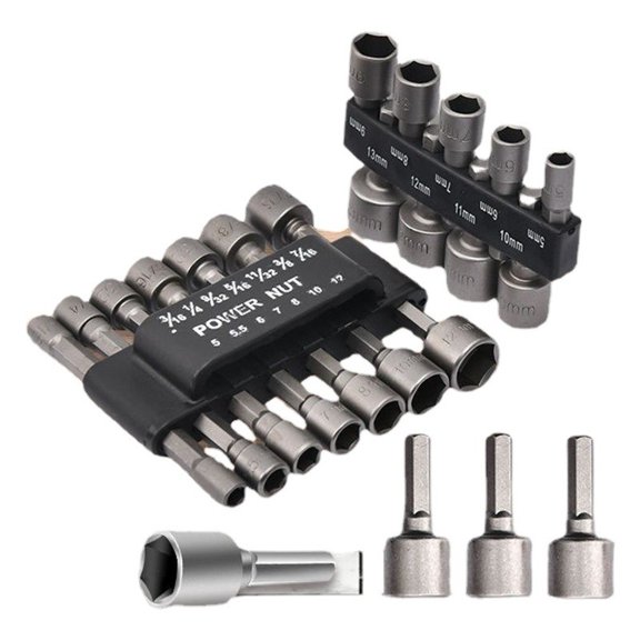 For Socket Set Hex Shaft High Carbon Steel Metric And For IMPERIAL Dimensions Plastic Coated for Surface Wide Compatibility For Electric Drills Wrenches Screwdrivers Automotive DIY
