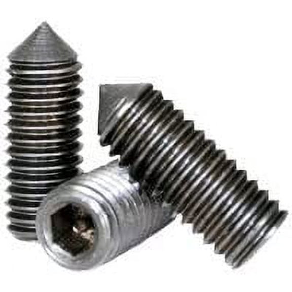 Socket Set Screw, Cone Point, 10-24 x 3/16", Alloy Steel, Black Oxide, Hex Socket (Quantity: 100) Coarse Thread, #10 Grub/Blind/Allen/Headless Screw, Length: 3/16 inch