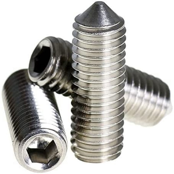 Socket Set Screw, Cone Point, 10-24 x 5/16", Stainless Steel, 18-8, Hex Socket Drive (Quantity: 100) Coarse Thread, #10 Grub/Blind/Allen/Headless Screw, Length: 5/16 inch