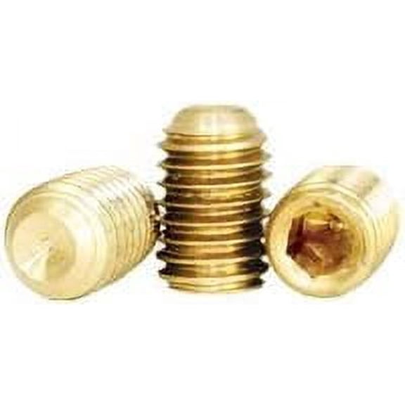 Socket Set Screw, Cup Point, 10-24 x 1/2", Brass, Hex Socket (Quantity: 100) Coarse Thread, #10 Grub/Blind/Allen/Headless Screw, Length: 1/2 inch