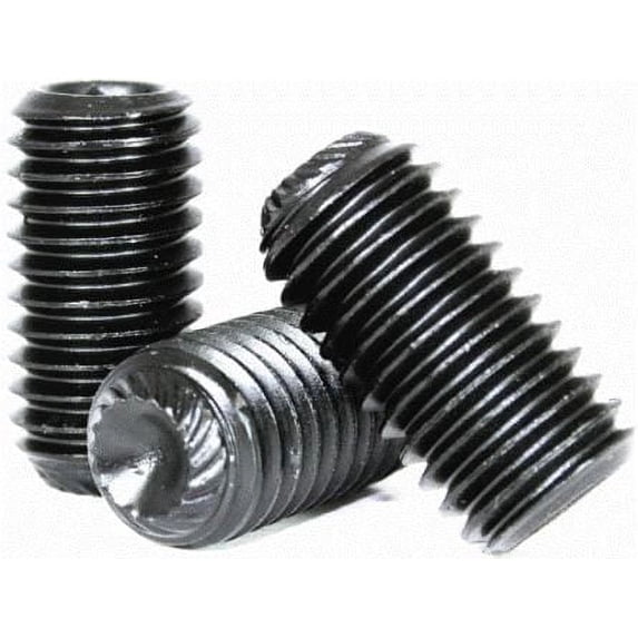 Socket Set Screw, Knurled Cup Point, 5-40 x 1/4", Alloy Steel, Black Oxide, Hex Socket (Quantity: 100)
