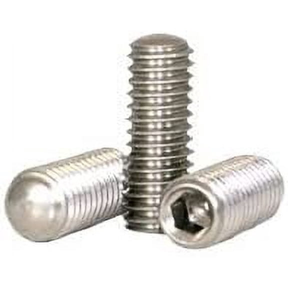 Socket Set Screw, Oval Point, 10-32 x 3/16", Stainless Steel, 18-8, Hex Socket Drive (Quantity: 100) Fine Thread, #10 Grub/Blind/Allen/Headless Screw, Length: 3/16 inch
