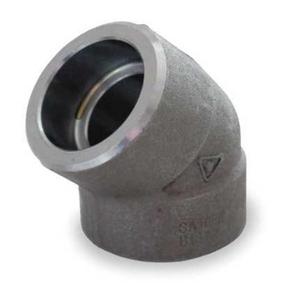 45 Degree Elbow 45 Degree Elbow, 2" Pipe, Socket Weld, Black Forged Steel, Class 3000