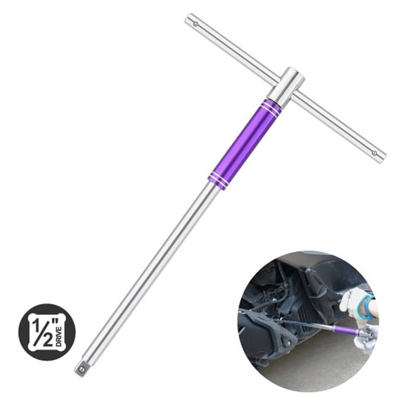 Socket Wrench 1/2 Inch Drive, 378mm Extra Long T-Handle Extension Bar with Sliding Rod & 360 Rotating Handle for Automotive and Motorcycle Repair-Tools