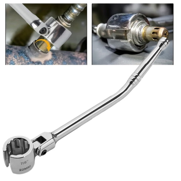 Socket Wrench 22Mm 7/8 Inch with 180 Degree Swivel Head Extended 280Mm Chrome Vanadium Handle Dual Drive 6 12 Point Design for Automotive Repair in Confined Spaces