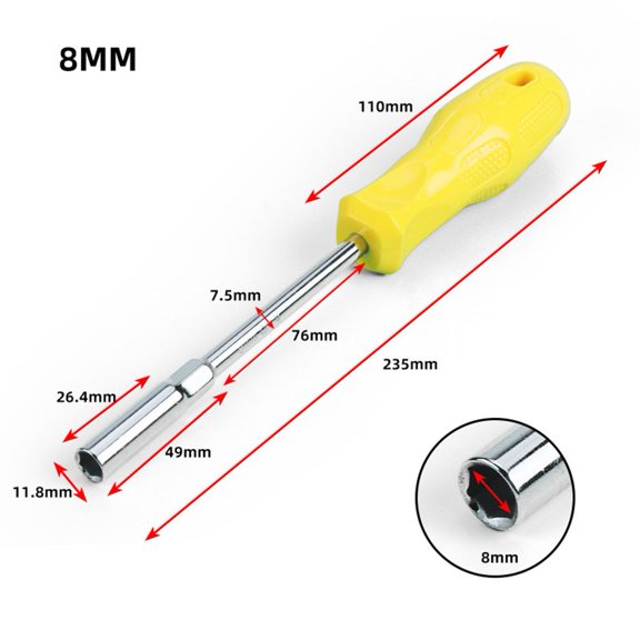 Socket Wrench Screw Driver Hex Nut Hand Tool Hex Socket Screwdriver 5.5Mm-10Mm 8Mm Smile Home