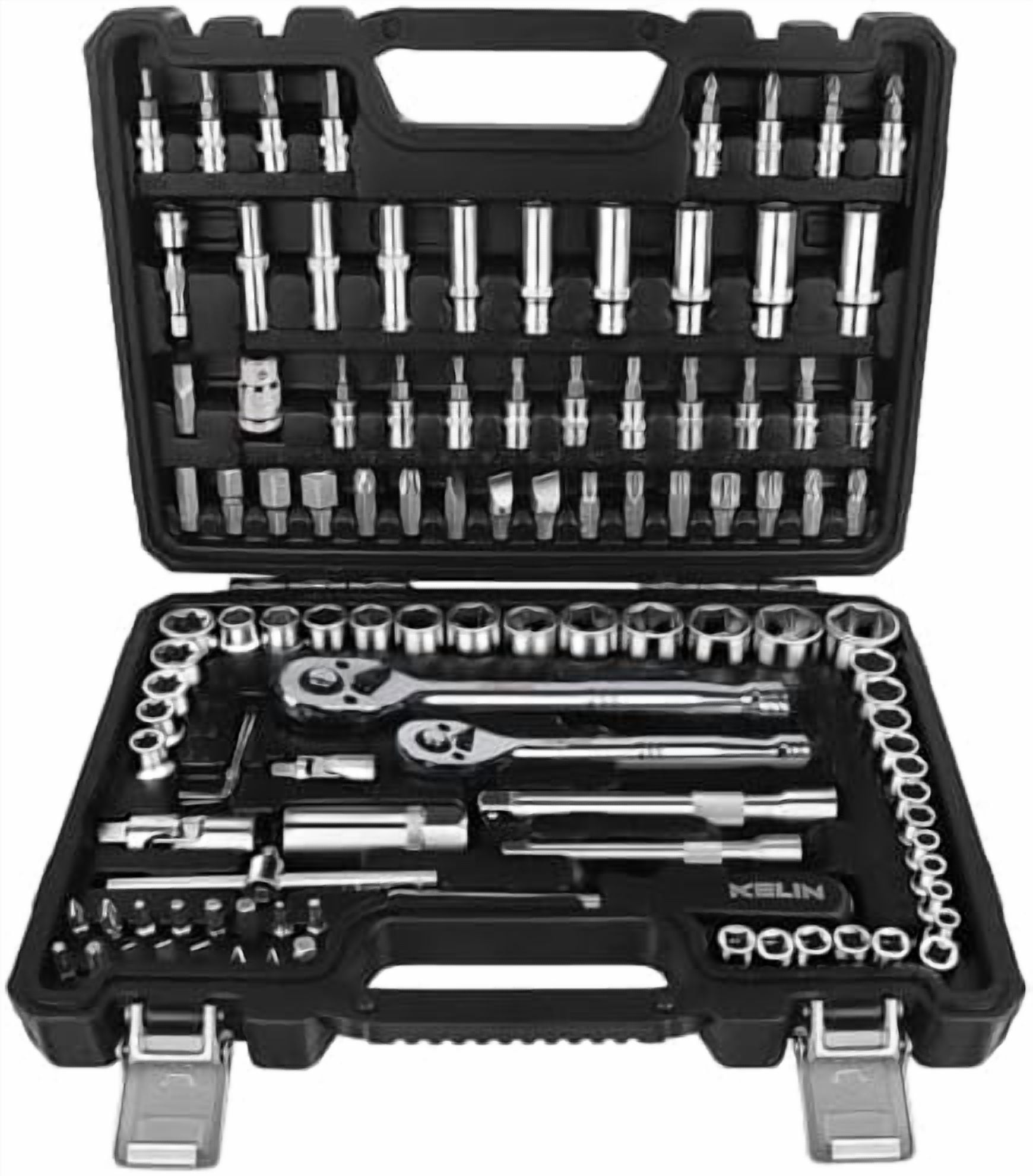 Socket Wrench Set 108 Pcs,1/4-Inch and 3/8-Inch Drive Socket Set with ...