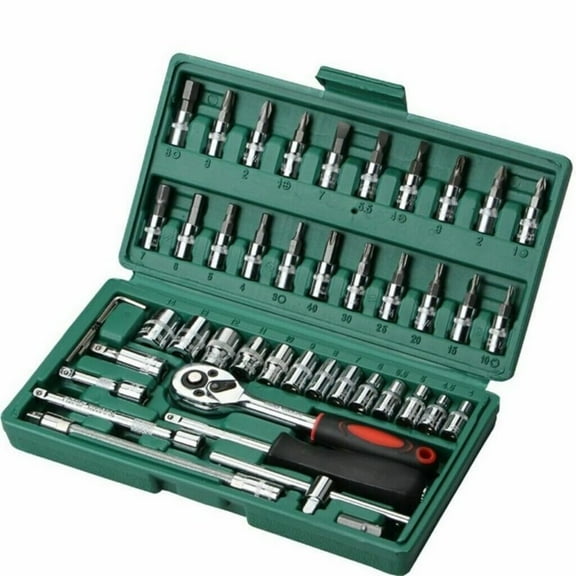 Socket Wrench Set Wrench Socket Set With Rotating Handle Extension Bar Universal Joint Sliding T-bar Blowing Box For Household Auto Repairing