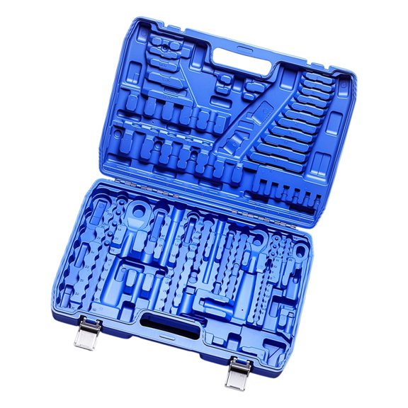Socket Wrench Storage Case, Empty with Molded Compartments, Carry Handle, Front Closure, Tools Excluded