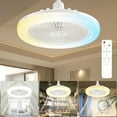 thumbnail image 1 of Socket ceiling fan with 3 color temperature screw in light, thin enclosed dimmable fan with remote control, 10 inch small adjustable white E27 LED ceiling light, 1 of 10