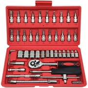 Socket wrench, 46 pcs set, ratchet box, mechanical tool box, used for home, car, motorcycle 46 PCS