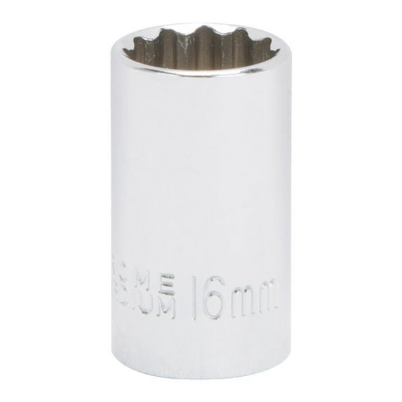 Vulcan MT6182141 Drive Socket, 16 mm Socket, 1/2 in Drive, 12-Point, Chrome Vanadium Steel, Chrome