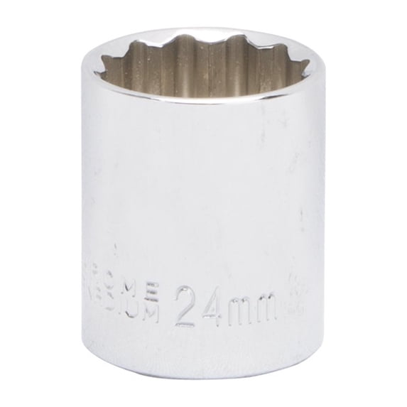 Vulcan MT6534101 Drive Socket, 24 mm Socket, 1/2 in Drive, 12-Point, Chrome Vanadium Steel, Chrome