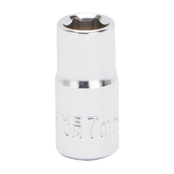 Vulcan MT6489512 Drive Socket, 7 mm Socket, 1/4 in Drive, 6-Point, Chrome Vanadium Steel, Chrome