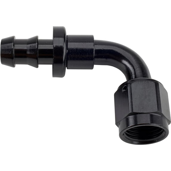 Socketless Hose End Fitting, Black 90 Degree Push-On Hose Barb Adapter, Aluminum -6 AN