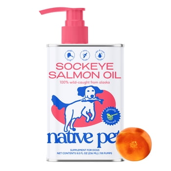 Native Pet Sockeye Salmon Oil Supplement for Dogs & Cats, Promotes Skin, Coat, & Joint Health, 8 oz