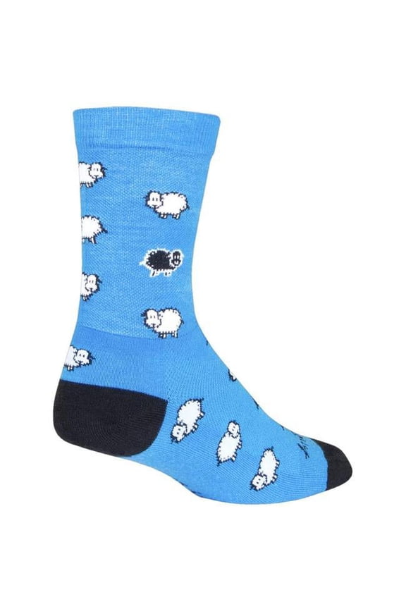 6 in. Wool Crew Cycling Sock, Black Sheep - Small & Medium