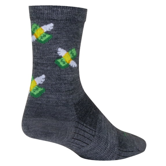 Sockguy Cha Ching Wool Socks, 5-9, Grey