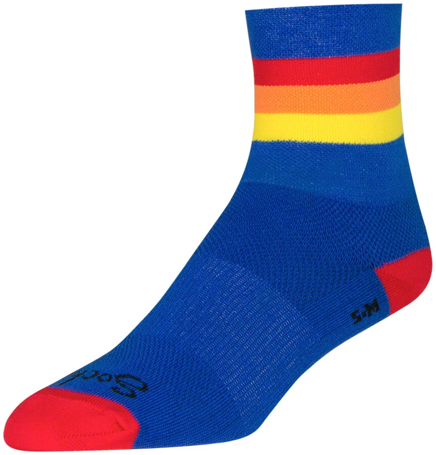 FORGE Sockguy Classic Vintage Socks - 4", Blue/Red/Orange/Yellow, Large/X-Large