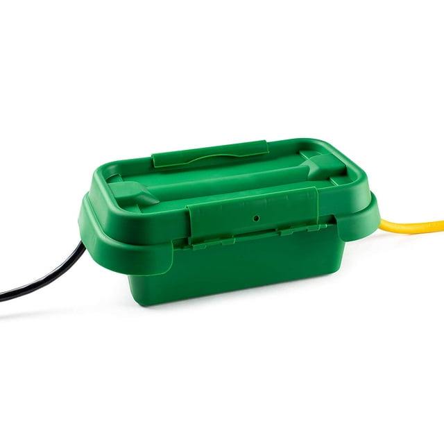 Sockit Box The Original Weatherproof Connection Box Indoor & Outdoor Electrical Cord Enclosure for Timers, Extension Cables, Holiday Lights, Tools, Fountains & More Size Small Green