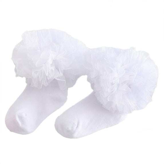 Socks 1 Pair Eyelet Lace Trim And Lace Trim Sock - Lace Socks Frilly Lace Cuff Non-slip Cotton Baby Girl Ruffle Lace Socks for Dancing