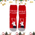 thumbnail image 1 of Socks AURORADY Autumn Winter Christmas Weaving Plush Warm Coral Plush Home Socks, Socks for Women Red, 1 of 4