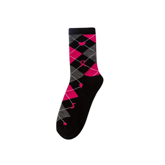 Socks AURORADY Breast Cancer Awareness Socks Ribbon Soft Ankle Crew Socks, Socks for Women Dark Gray