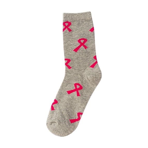 Socks AURORADY Breast Cancer Awareness Socks Ribbon Soft Ankle Crew Socks, Women's Socks Grey