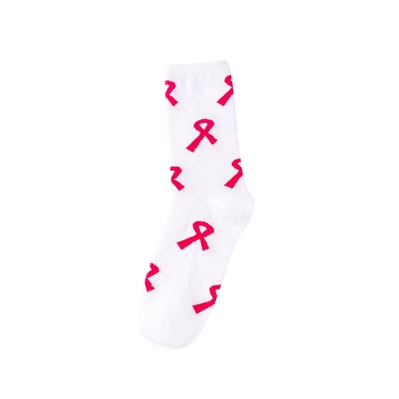Socks AURORADY Breast Cancer Awareness Socks Ribbon Soft Ankle Crew Socks, Womens Nylon Non Slip Socks Beige