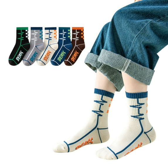 Socks Boys No-Show Floral Knee-High Soft 6 Pairs Running Socks,Size 9 Years-12 Years