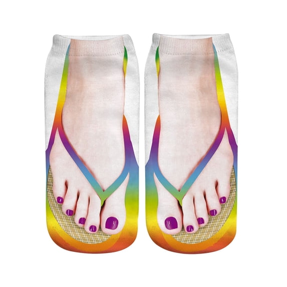 Socks Breathable SoftComfortable 3D Pattern Manicure Print Funny Hidden Running Women Personalized Beige