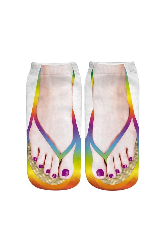 Socks Breathable SoftComfortable 3D Pattern Manicure Print Funny Hidden Running Women Personalized Beige
