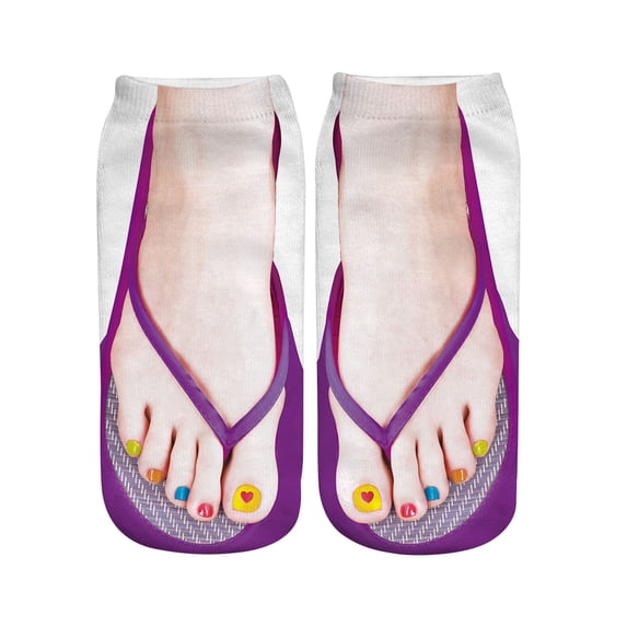Socks Breathable SoftComfortable 3D Pattern Manicure Print Funny Hidden Running Women Personalized Red