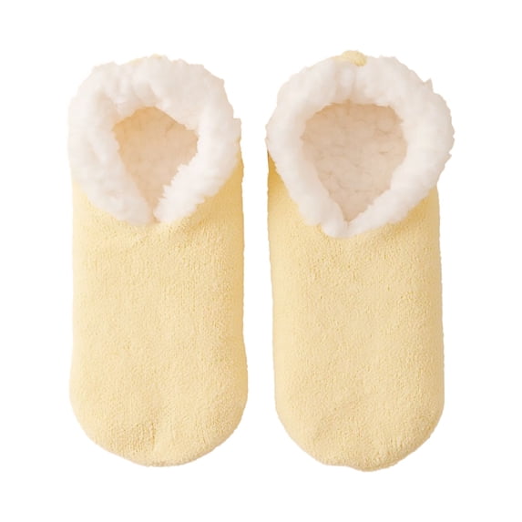 Socks Breathable SoftComfortable Women's Winter Thick Couple's Home Short Shoes and Lamb's Wool Warm Plush Floor Yellow