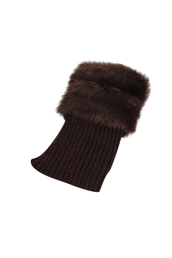 Socks Breathable SoftComfortable Womens Boot Cuffs Winter Plush Knit Leg Warmers Boot Topper 2 Pairs Brown