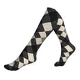 thumbnail image 1 of Socks Calf Pressure Socks Breathable Moisture Absorbent 11.8in×7.9in Full Print Designed For Hiking Walking Sports Argyle Plaid Dimgray_3 1 Black, 1 of 8