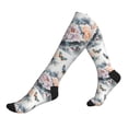 thumbnail image 1 of Socks Calf Pressure Socks Breathable Moisture Absorbent 11.8in×7.9in Full Print Designed For Hiking Walking Sports Flowers And Butterflies 2 Black-2, 1 of 8