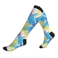 thumbnail image 1 of Socks Calf Pressure Socks Breathable Moisture Absorbent 11.8in×7.9in Full Print Designed For Hiking Walking Sports Aliceblue Tie-Dye Background Rainbow Colors (2) 3 Black, 1 of 8
