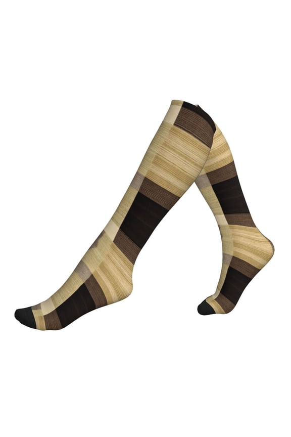 Socks Calf Pressure Socks Breathable Moisture Absorbent 11.8in×7.9in Full Print Designed For Hiking Walking Sports Sandybrown Buffalo Plaid Check Tartan Scotland_1 1 Black