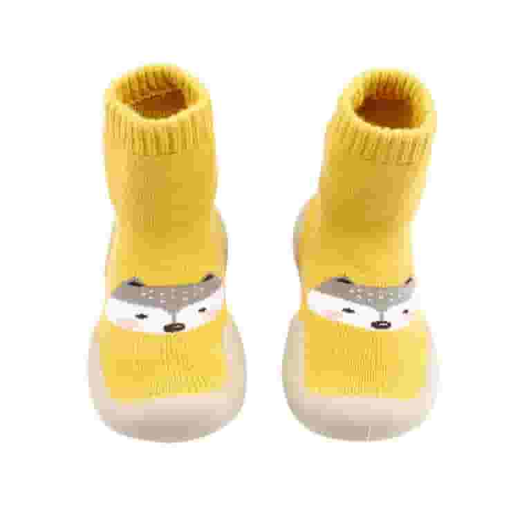 Light pink socks with foxes and little flowers, baby Light pink socks with foxes and little flowers, baby