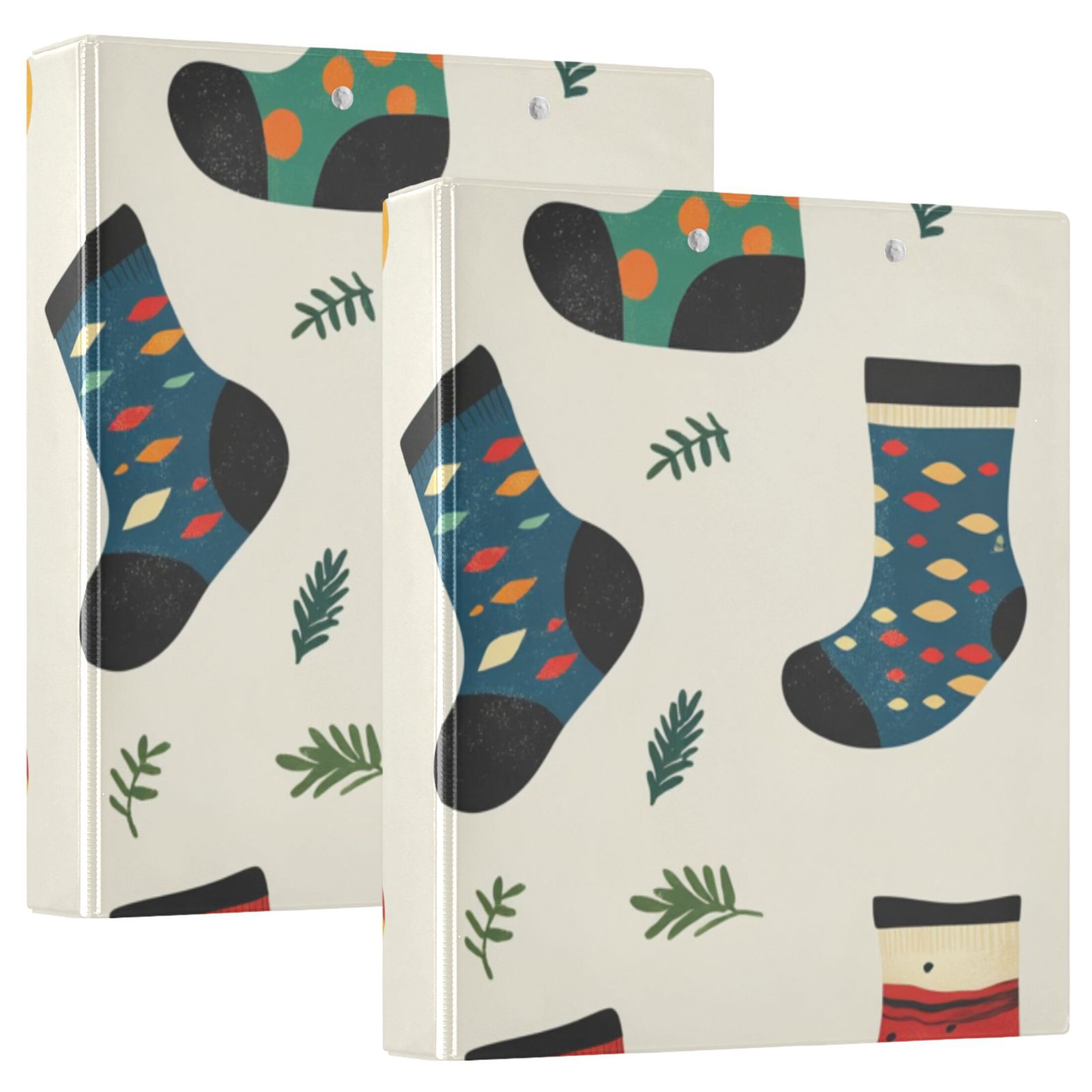 Socks Colorful 3 Ring Binders 1.5 inch Hardcover File Folders with Interior Pockets A4 Size Organizer for School Office Hospital