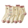 thumbnail image 1 of Socks Compression Comfort Socks For Women 5 Pairs White Cute Lace Ruffles Ankle Casual Breathable Mid Tube Floral Crew, 1 of 3