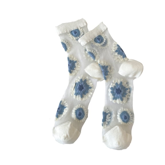 Socks Compression Comfort Socks For Women Lace Mesh Crew Transparent See Through Dress Thin Nylon Summer