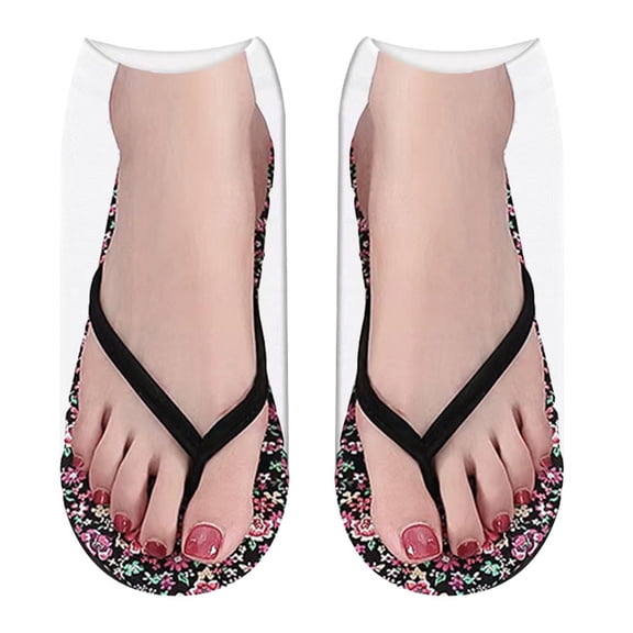 XUEMAO Socks For Women Fashion Clothing Compression Stockings For Women 3D Pattern Manicure Print Funny Hidden Running Personalized
