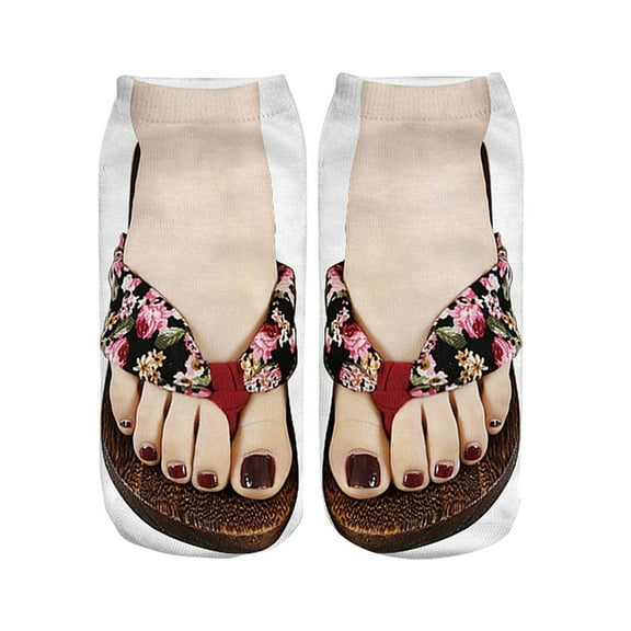 Socks Compression Socks For Women Casual 3D Pattern Manicure Print Funny Hidden Running Personalized